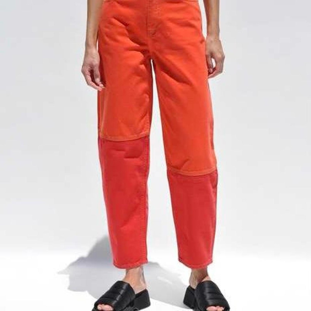 Ganni Red and Orange Denim Pants only worn once